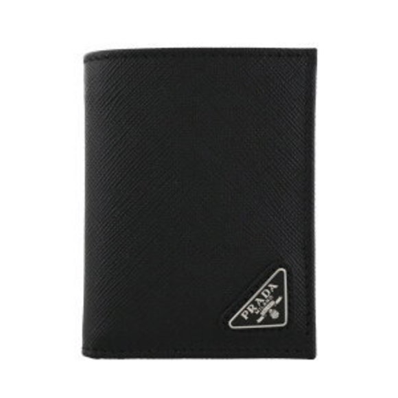 Prada NERO Trifold Saffiano QHH Triangolo Black Wallet - Picture 1 of 7